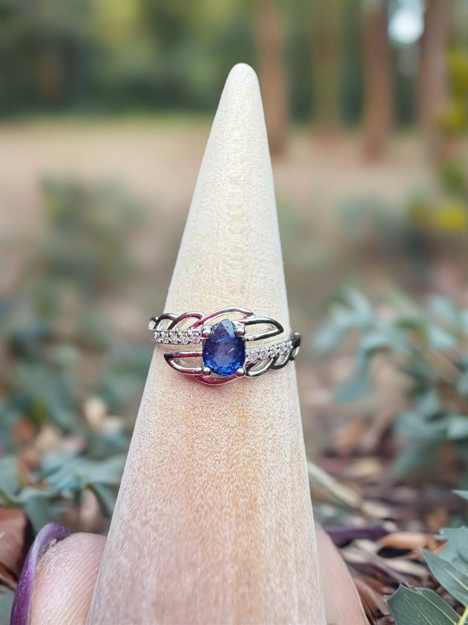 plant/sapphire adjustable ring-0