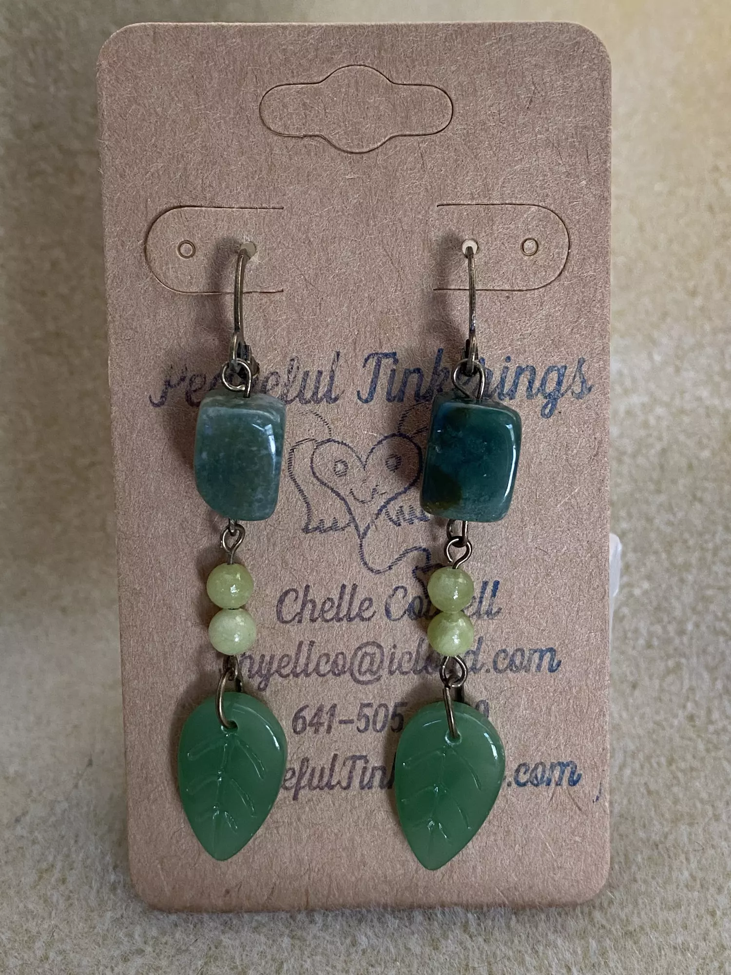 plant/Jade, Peridot, and Moss Agate Earrings-0
