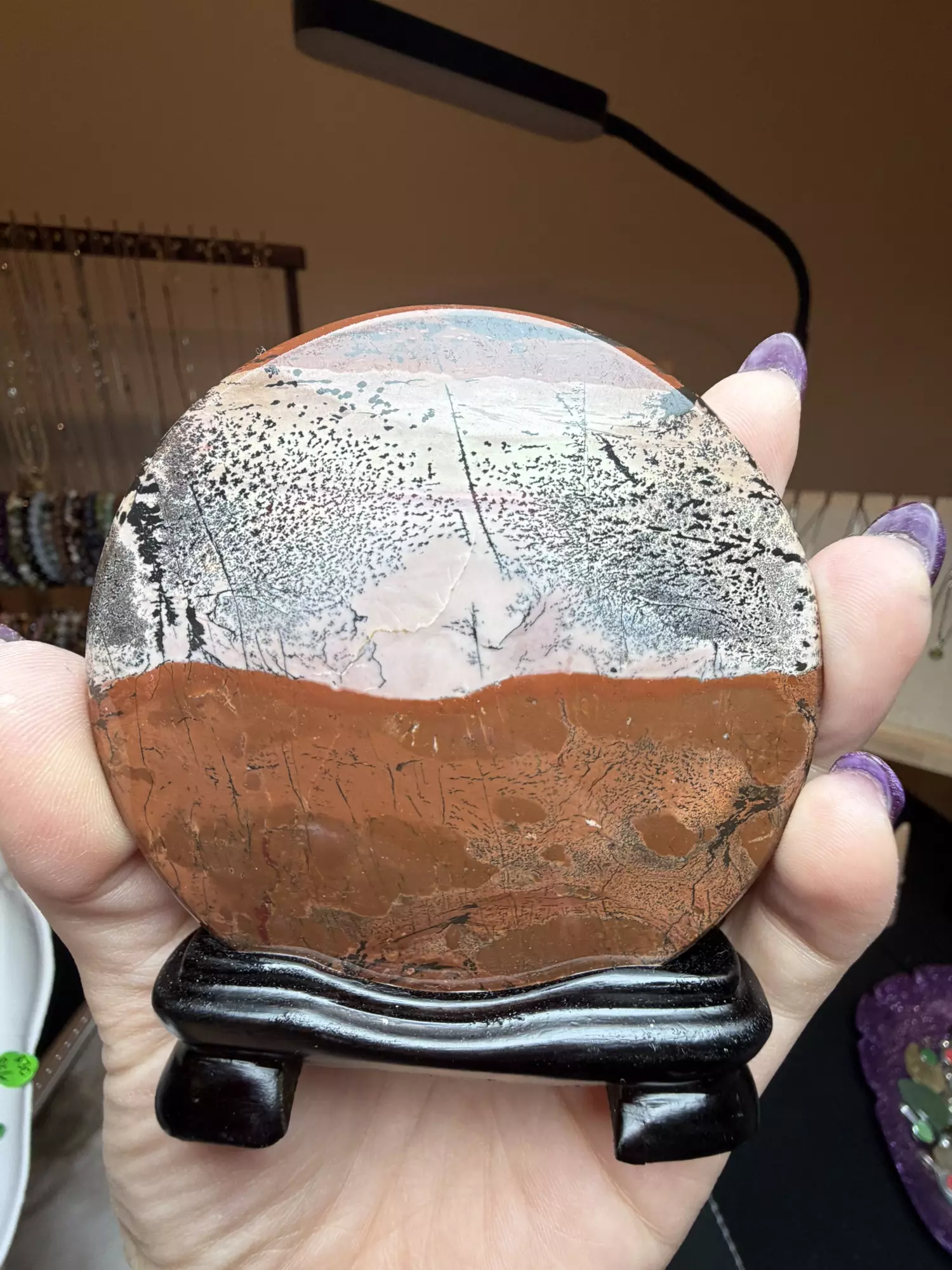 plant/picture jasper plate (attached stand)-0