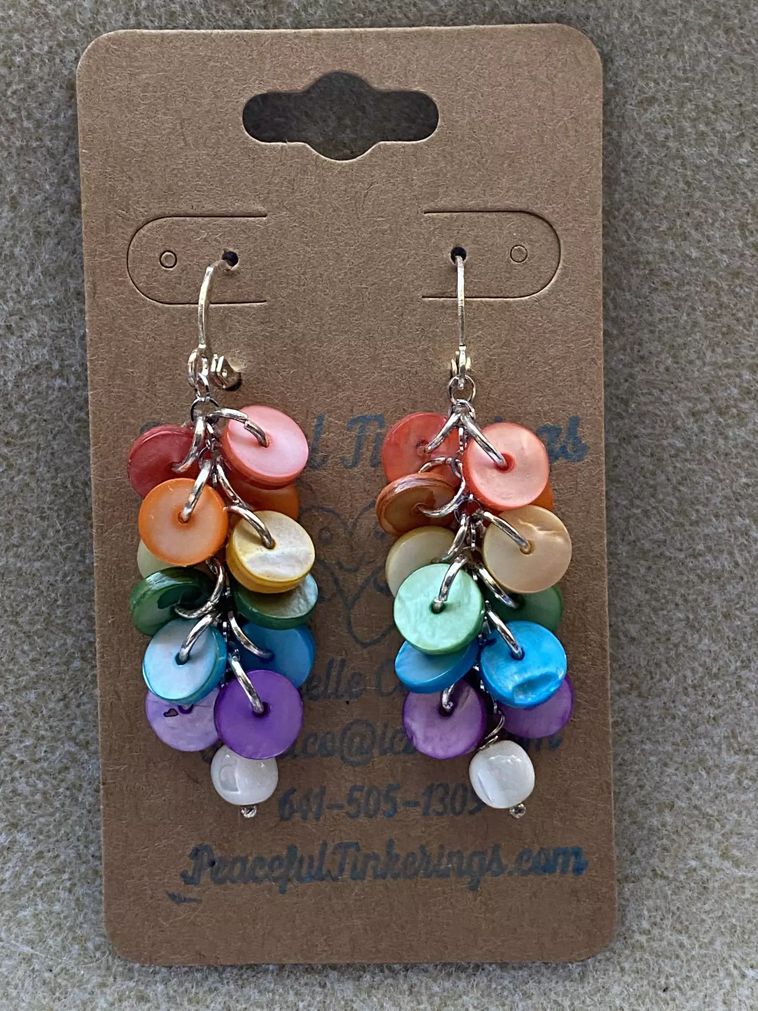 plant/Dyed Shell Earrings-0