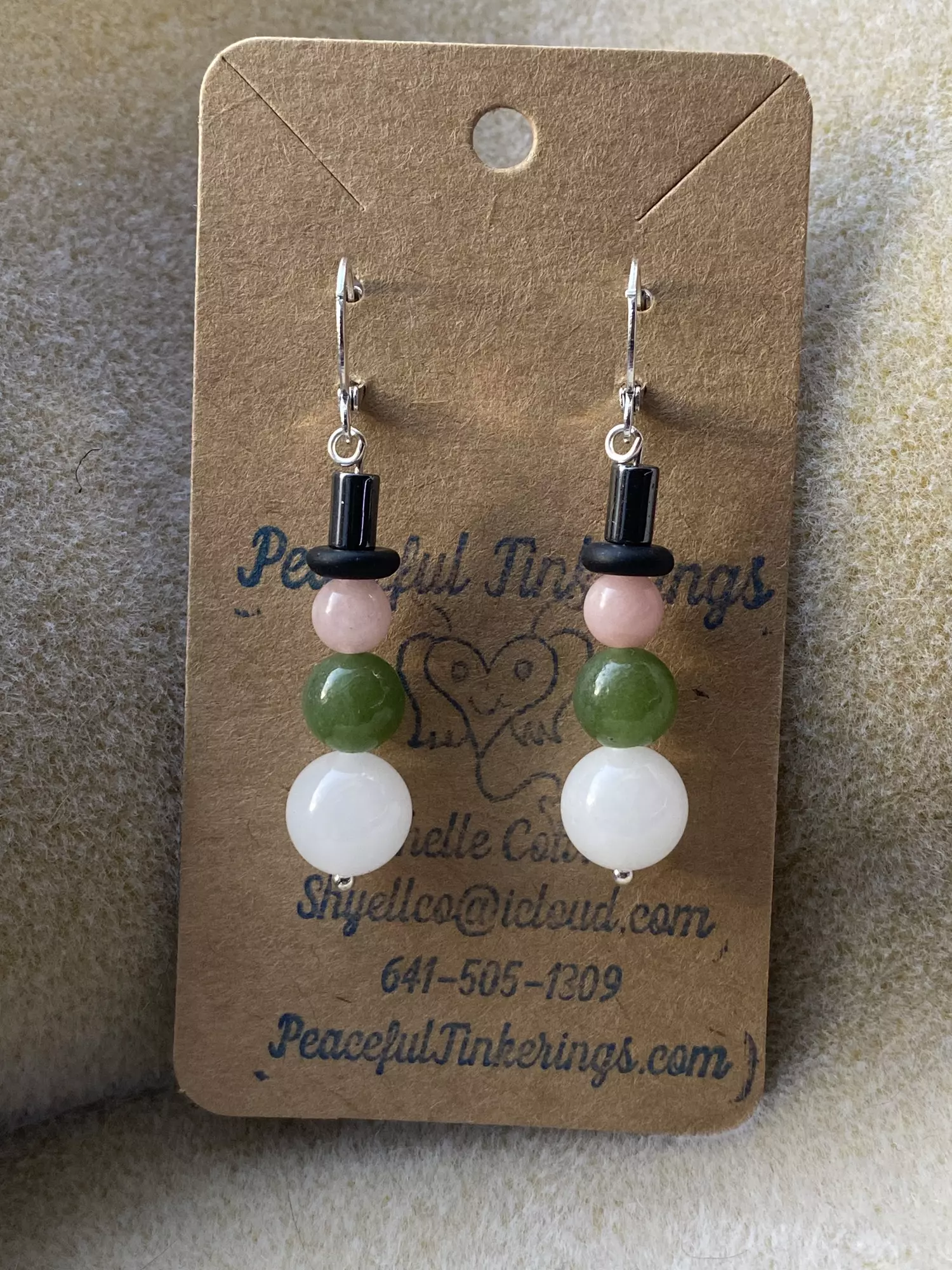 plant/Multi Colored Jade Snowmen Earrings-0