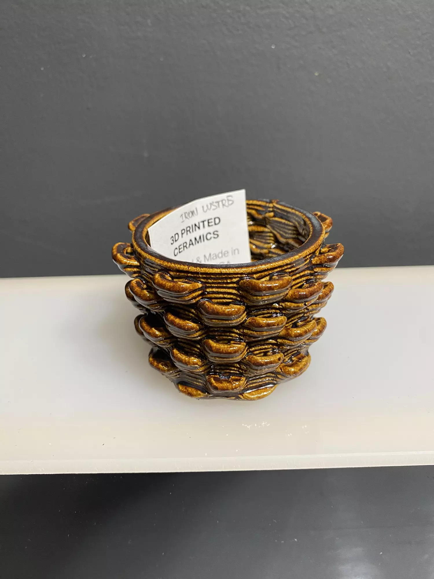 plant/2” Pentograph 3-D Loopy Pot Iron Lustre-0