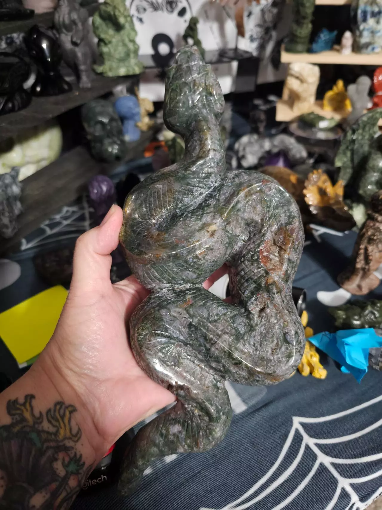 plant/Moss Agate Snake, 10 1/2 inches long-0