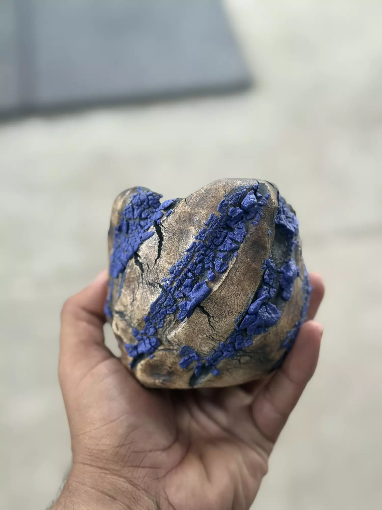 plant/Blue crackle diagonals 3.5x3.5-0