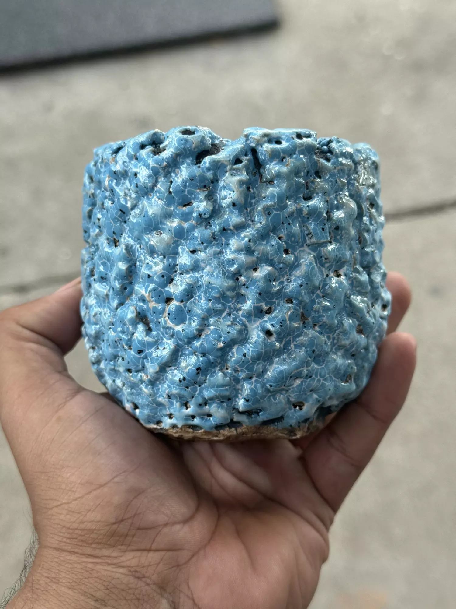 plant/Smooth Blue crackle 3.75x3.5H-0