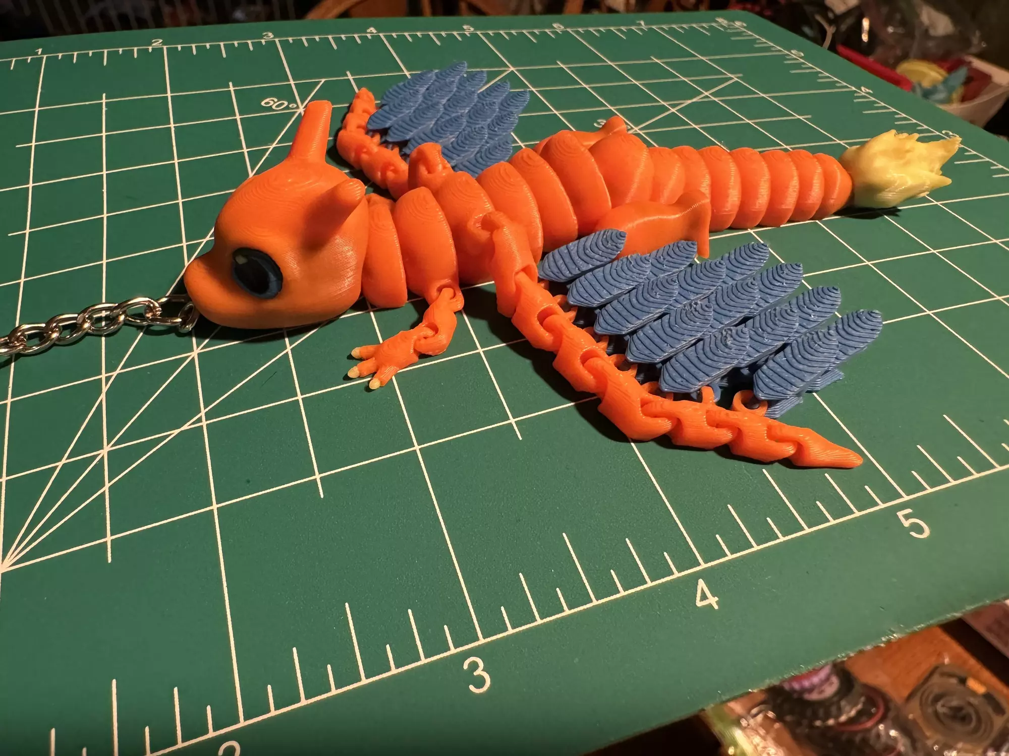 plant/3D Printed “Orange Dragon” fully articulated key chain-2