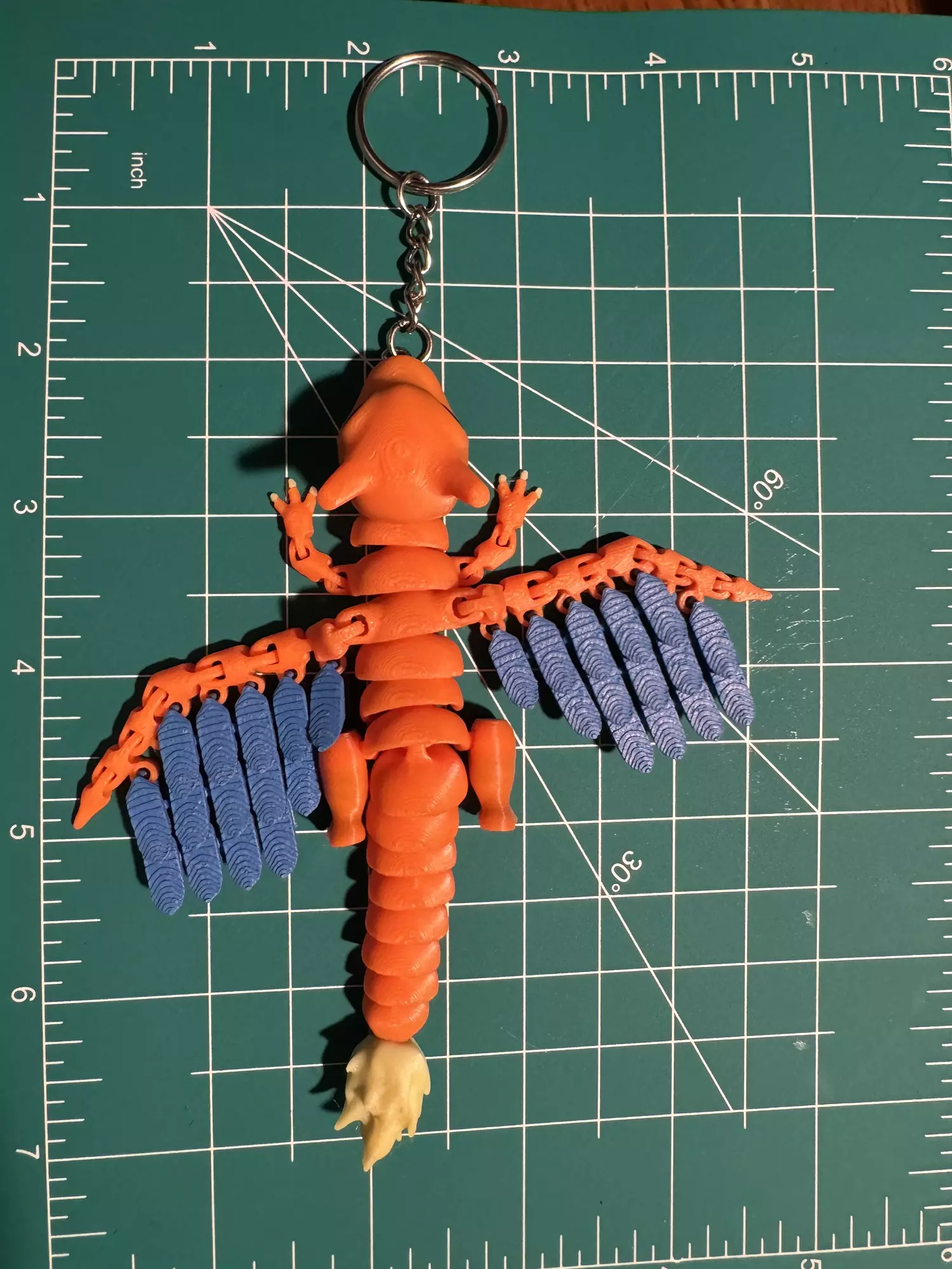 plant/3D Printed “Orange Dragon” fully articulated key chain-1
