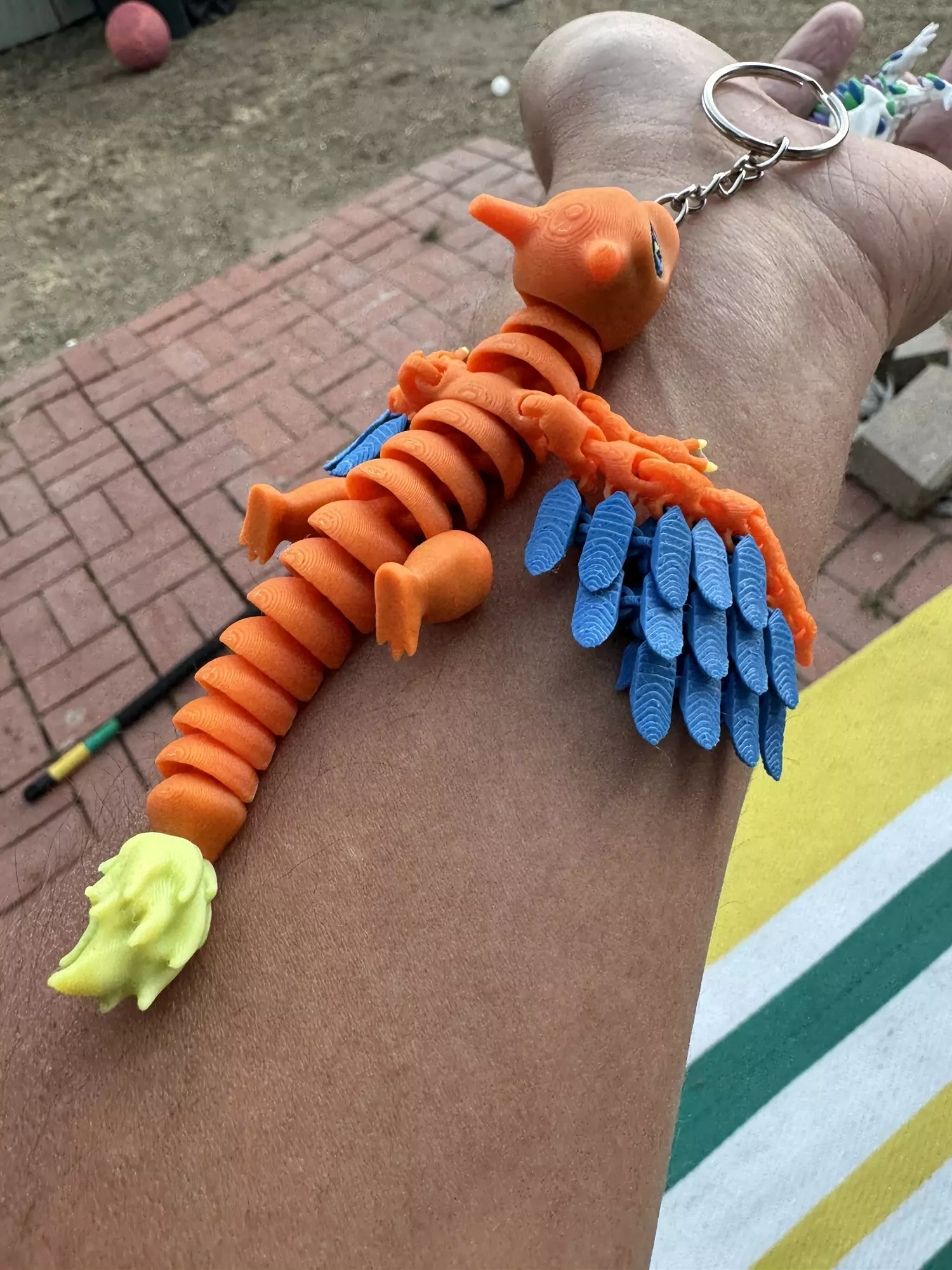 plant/3D Printed “Orange Dragon” fully articulated key chain-0