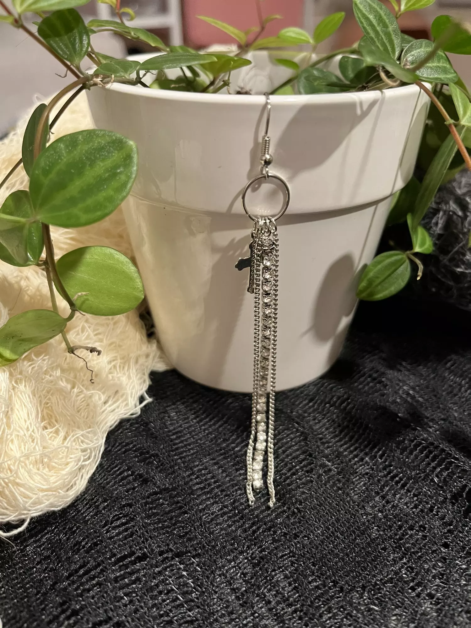plant/Rhinestone and chains pot charm-0