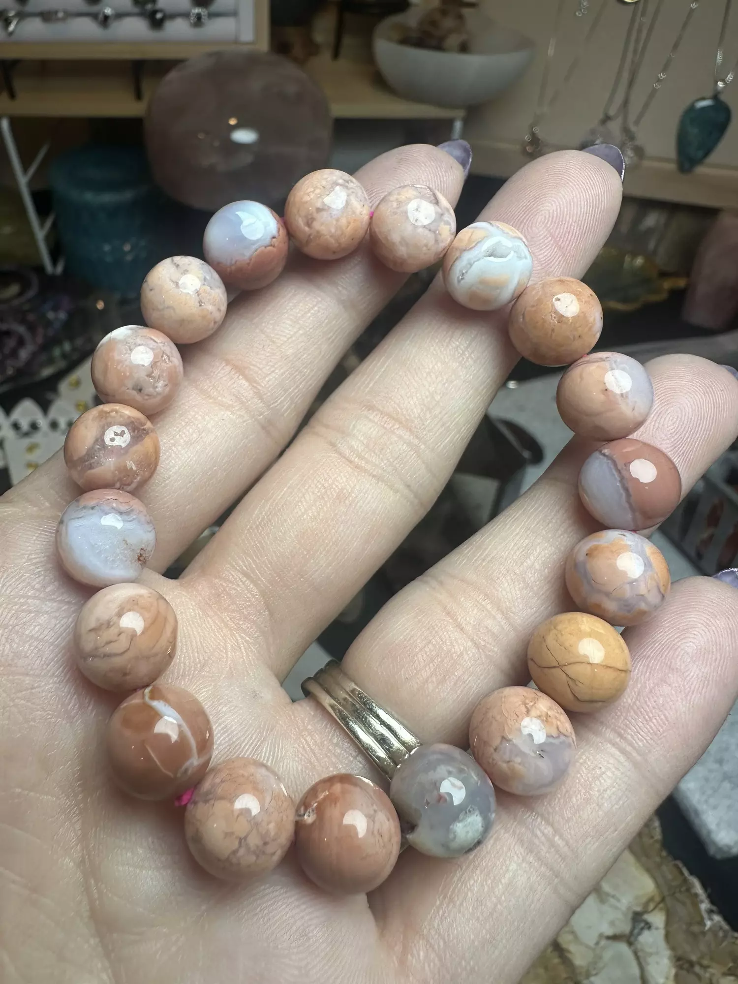 plant/cotton candy flower agate 10mm-0