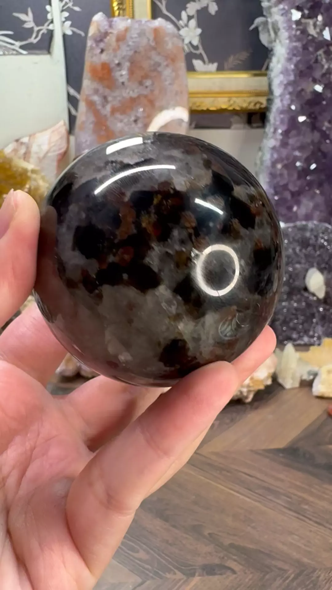 plant/$85| Purple Mica in Quartz Sphere 2.64”/66.5mm-0