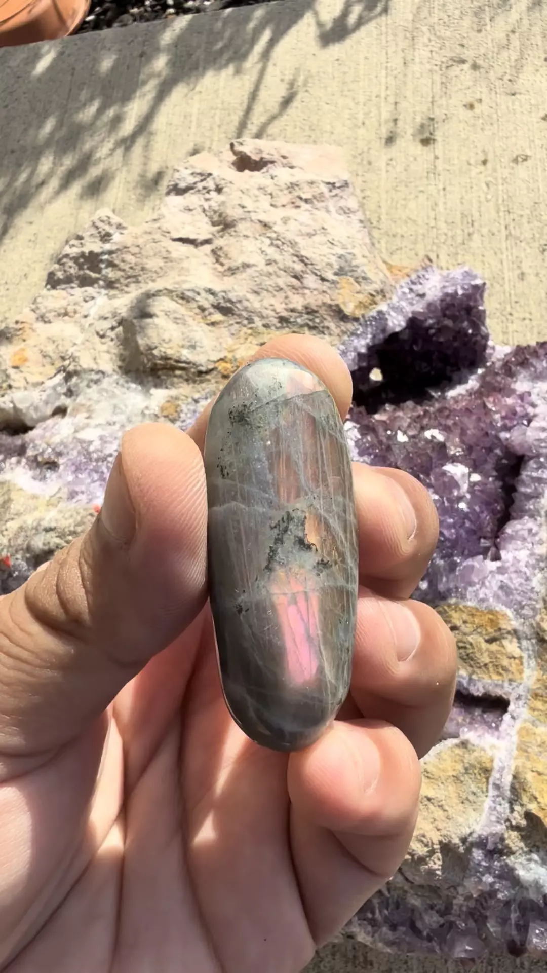 plant/Labradorite palmstone #3-0