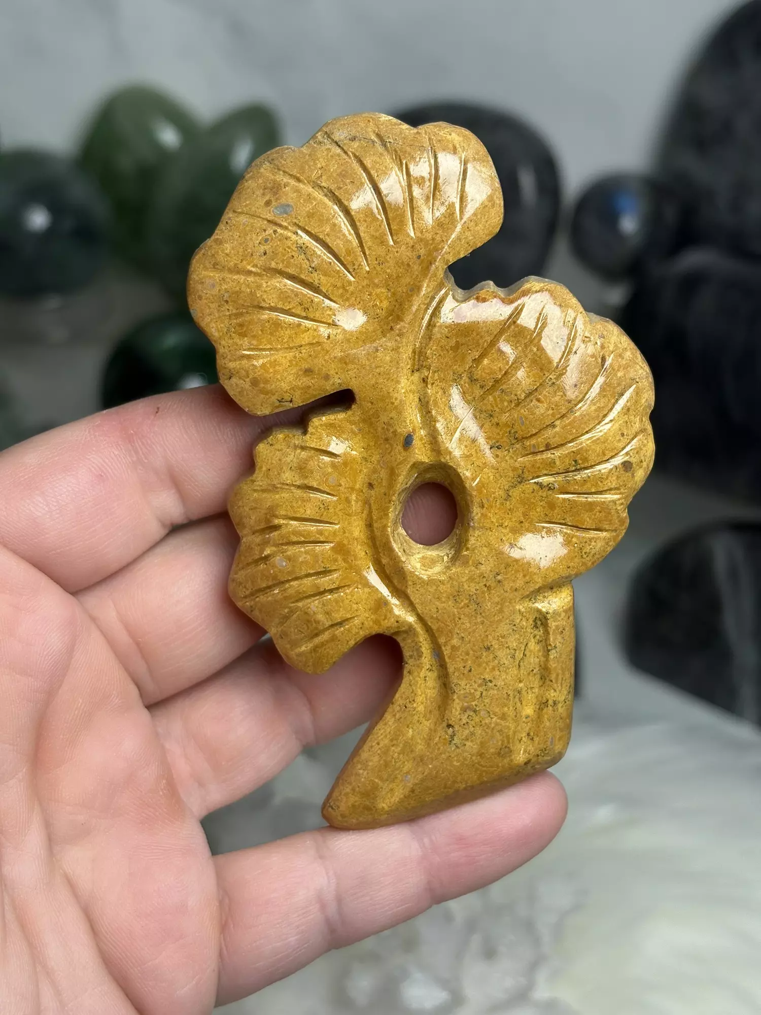 plant/Yellow Jasper Ginkgo Carving-0
