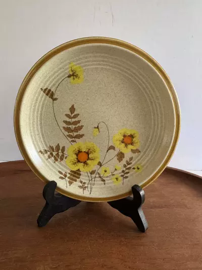 plant/Mikasa Fernflower bread Plate: 1970s Floral Stoneware-0-thumbnail