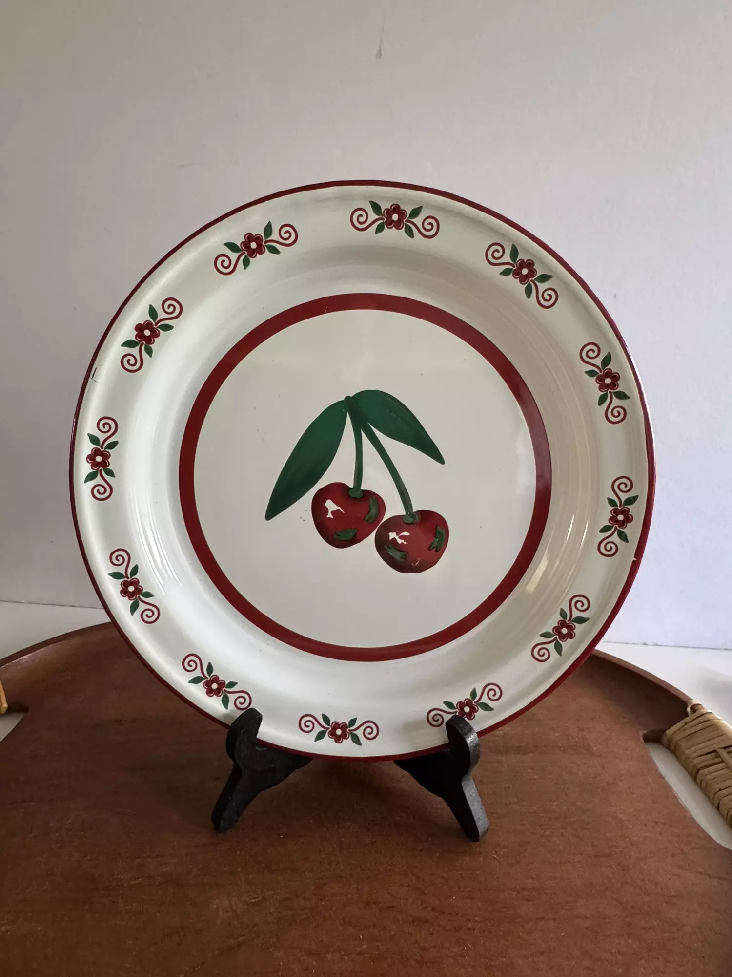 plant/Cherry enamel dinner plate-0