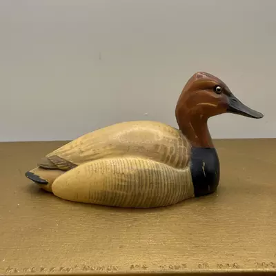 plant/Vintage Canvas Back Duck Figurine -ANRI Wildlife Collection, Italy, 4.5 inch-1-thumbnail