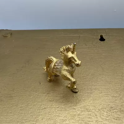 plant/Vintage Miniature Gold Plated Metal Unicorn w Faceted Crystal Belly 1983 IFS-2-thumbnail