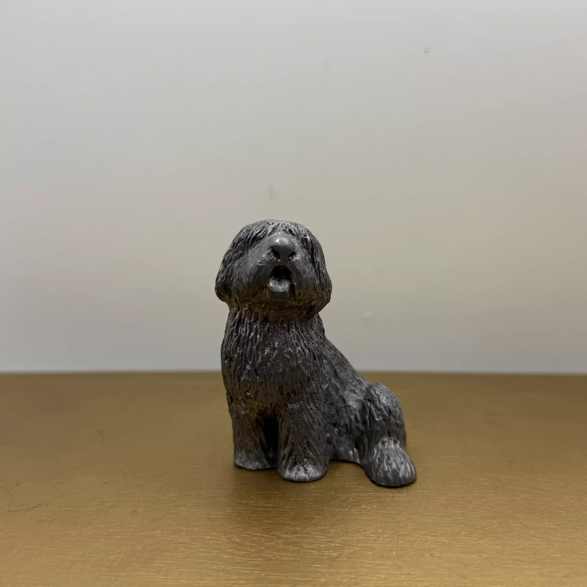 plant/Vintage RB Pewter Old English Sheepdog Figurine-0