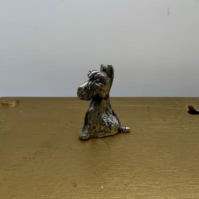 plant/Vintage Mini Pewter Terrier Puppy Dog-0-thumbnail