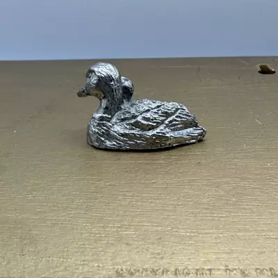 plant/Vintage Pewter Mallard Duck w Baby  Figurine-1-thumbnail