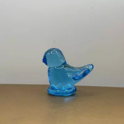 plant/Blue Bird of Happiness Glass Figurine by Ron Ray 1997-0-thumbnail