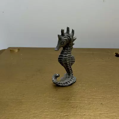 plant/Vintage Unbranded Pewter Miniature Seahorse Figure-0-thumbnail