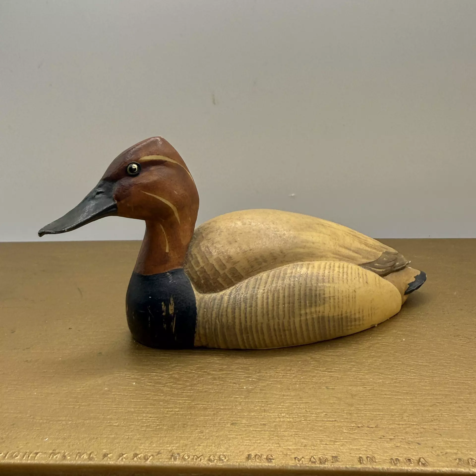 plant/Vintage Canvas Back Duck Figurine -ANRI Wildlife Collection, Italy, 4.5 inch-0
