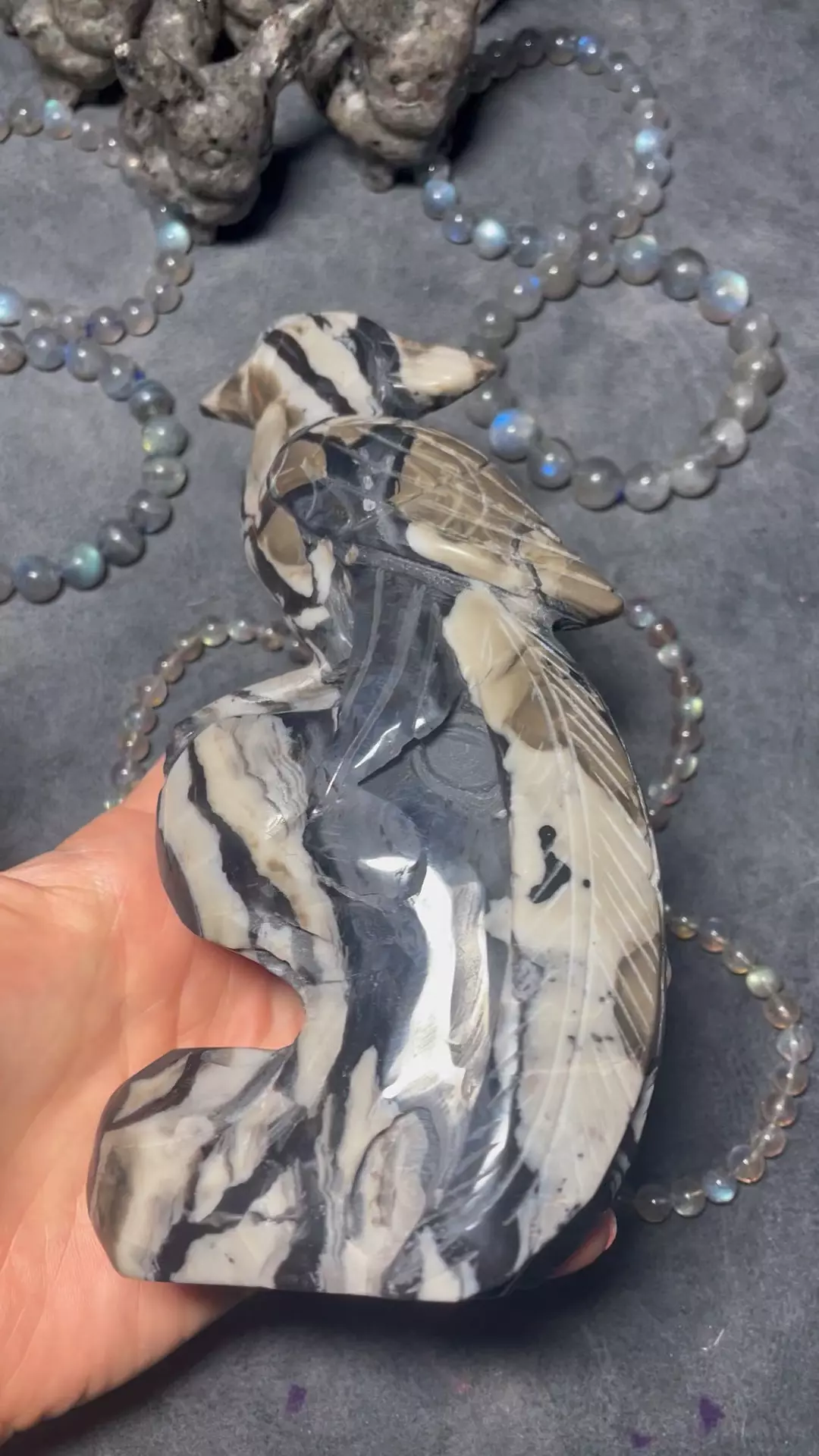 plant/Volcanic agate bird carving-0