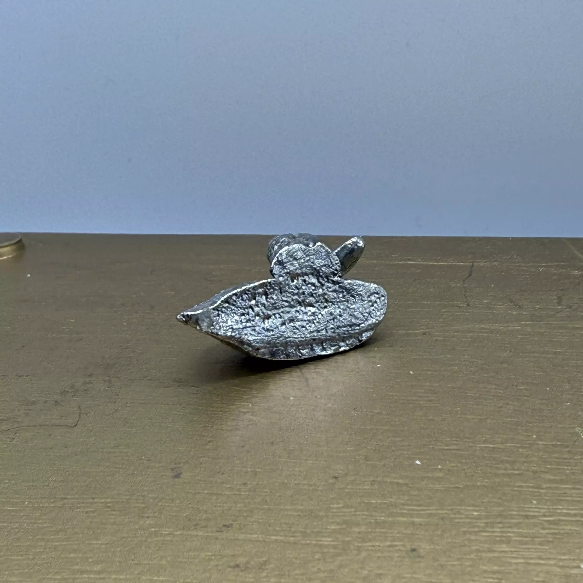 plant/Vintage Pewter Mallard Duck w Baby  Figurine-4