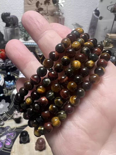 plant/$8| 6mm Multi Tigers Eye Bracelet (one)-0-thumbnail