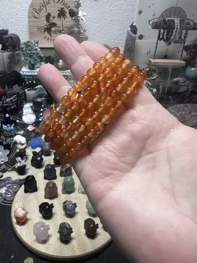 plant/$8| Multi Carnelian 6mm bracelet (one)-0-thumbnail