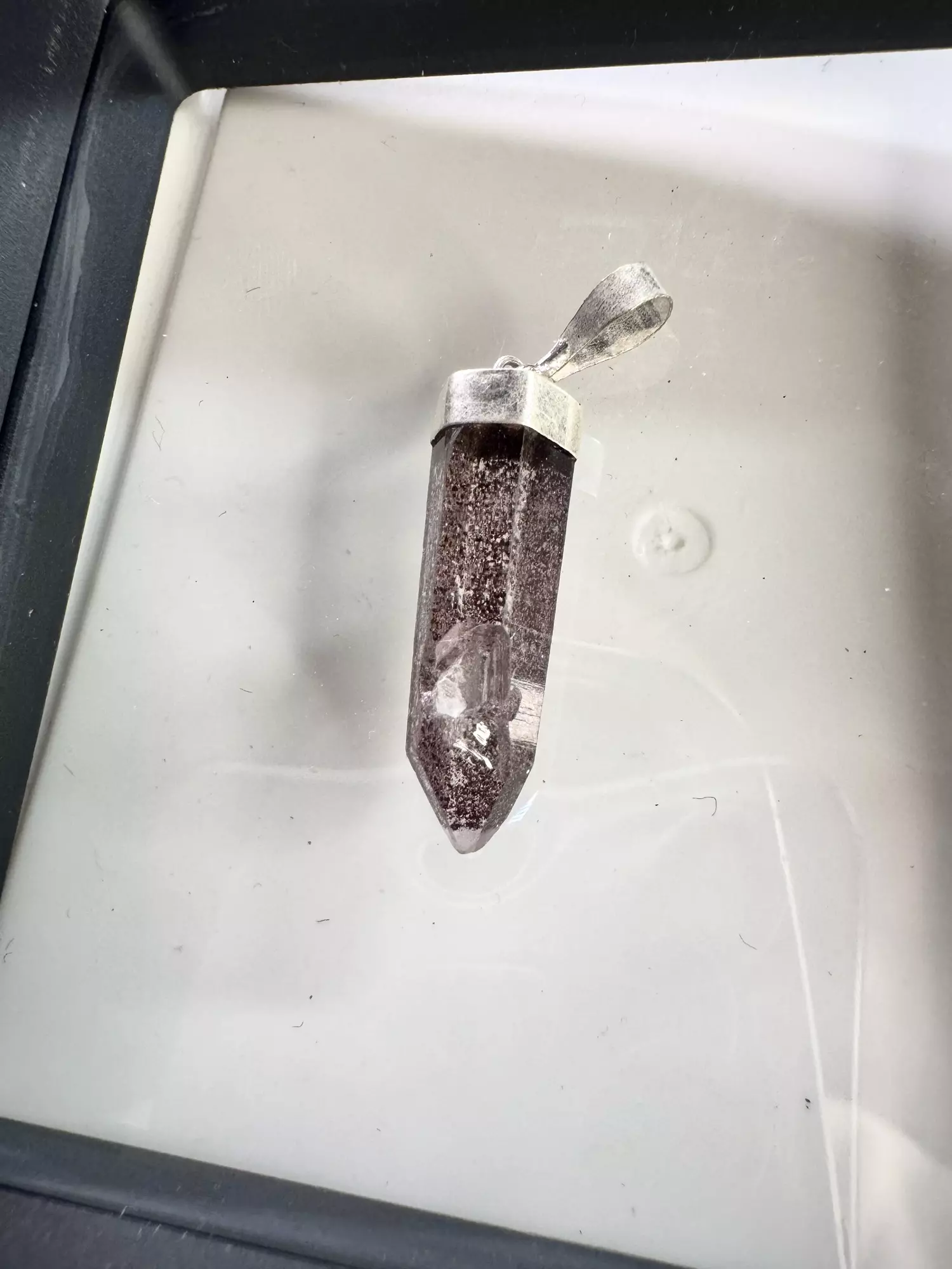 plant/$25| Hematite Laser Quartz Pendant #20 - 925 Sterling Silver-0