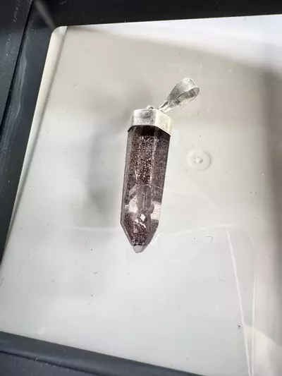 plant/$25| Hematite Laser Quartz Pendant #20 - 925 Sterling Silver-0-thumbnail