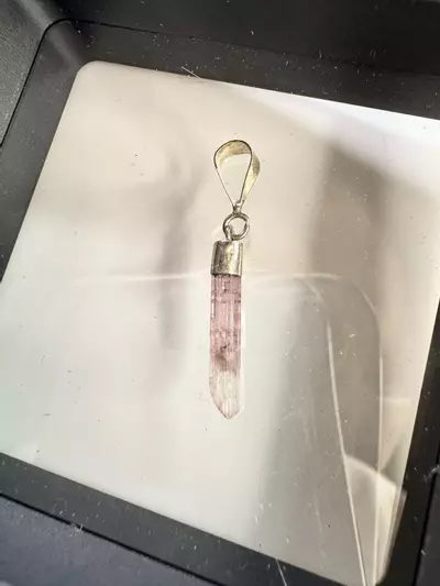 plant/$15| Pink Tourmaline Pendant - 925 Sterling Silver-0-thumbnail