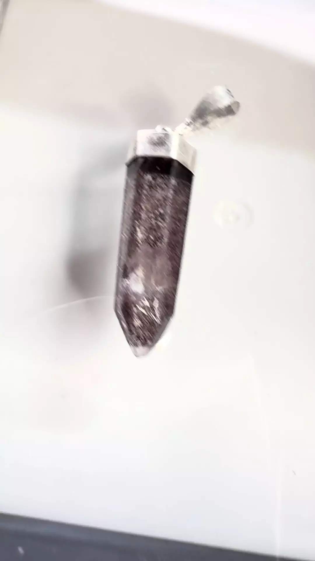 plant/$25| Hematite Laser Quartz Pendant #20 - 925 Sterling Silver-1