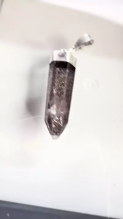plant/$25| Hematite Laser Quartz Pendant #20 - 925 Sterling Silver-1-thumbnail