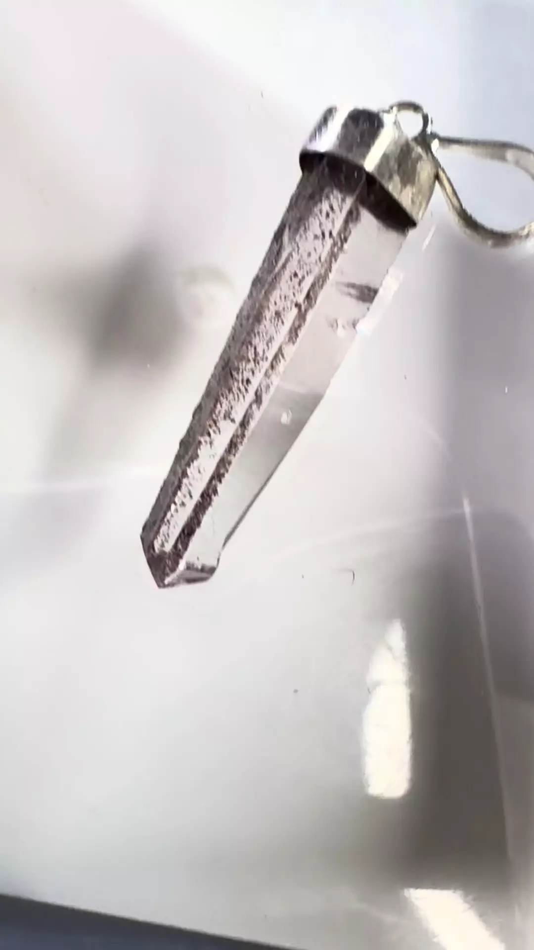 plant/$25| Hematite Laser Quartz Pendant #19 - 925 Sterling Silver-1