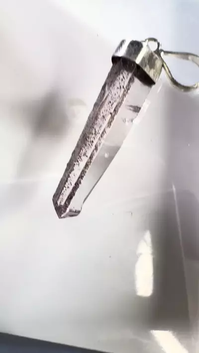 plant/$25| Hematite Laser Quartz Pendant #19 - 925 Sterling Silver-1-thumbnail