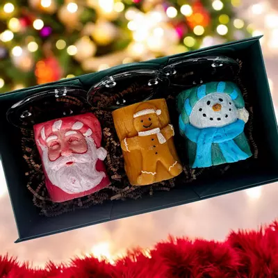 plant/Hand Painted Molded Christmas Candle Set-1-thumbnail