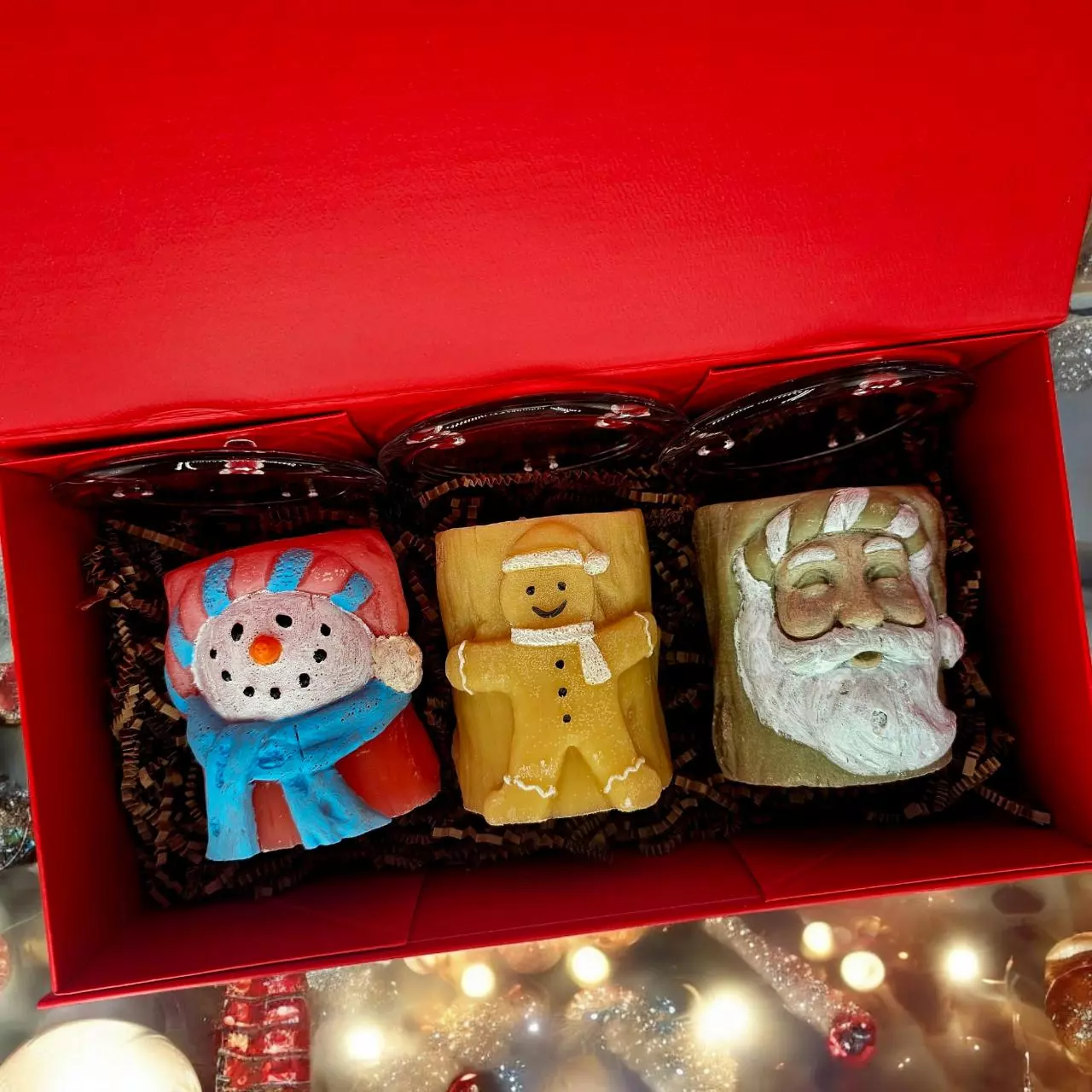 plant/Hand Painted Molded Christmas Candle Set-0