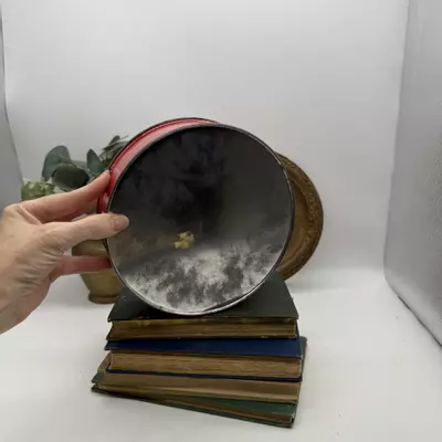 plant/Round poinsettia drip candle, Christmas tin-2-thumbnail