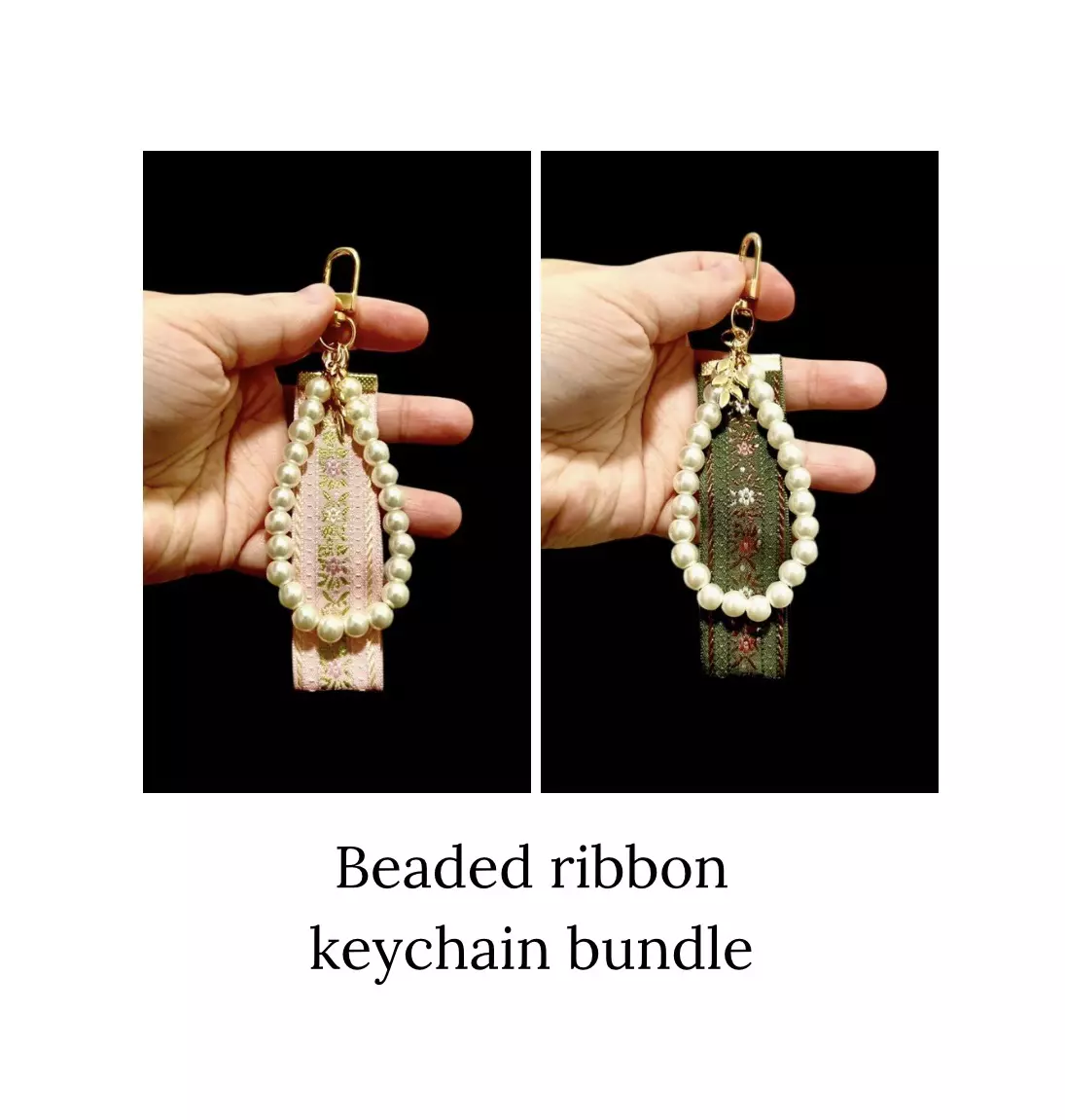 plant/Beaded ribbon keychain bundle (2 total)-0