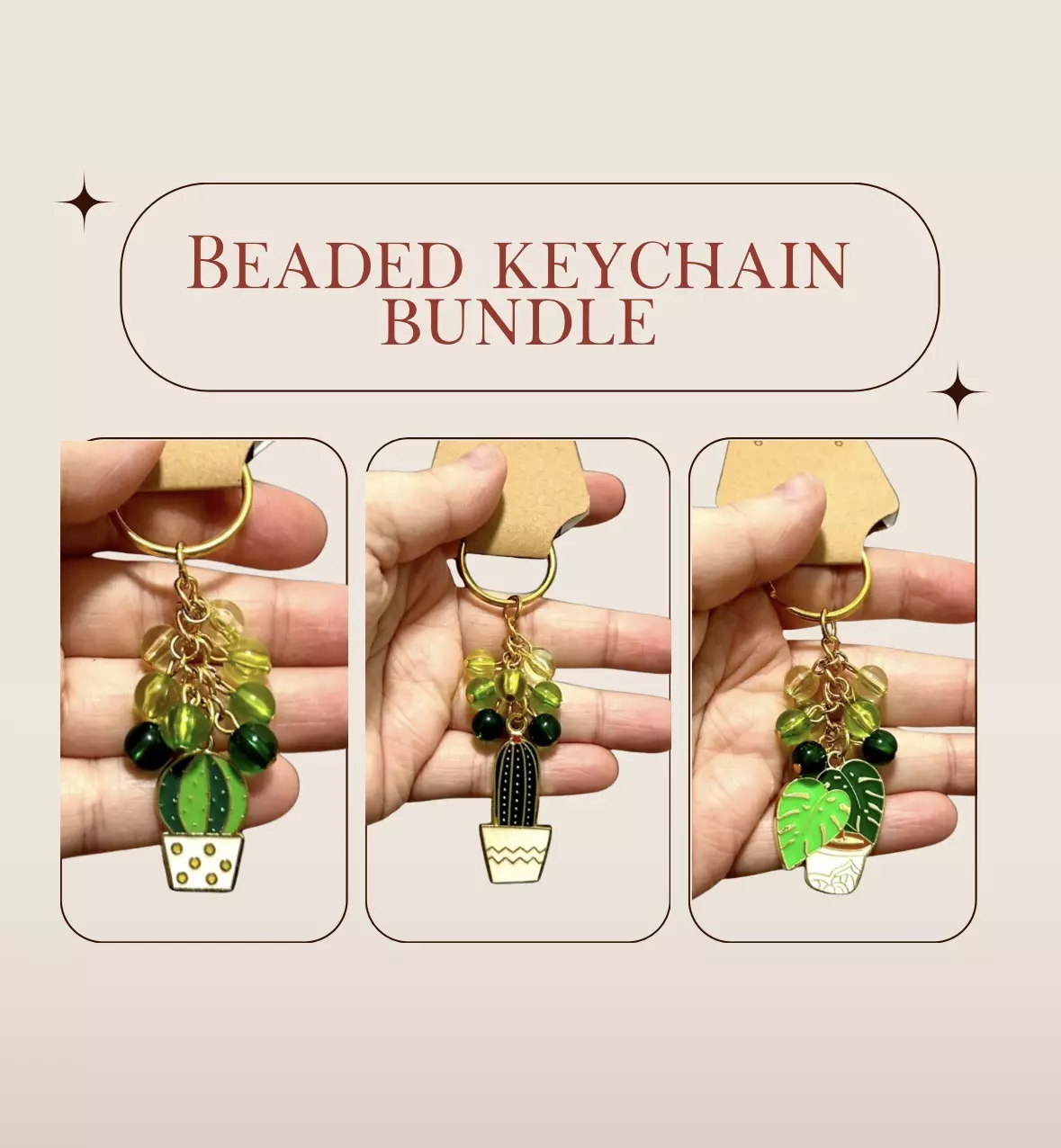plant/Beaded keychain bundle (3 total)-0