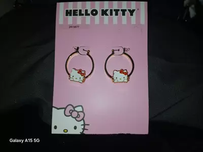 plant/Hello Kitty Enamel Dangle/Hoop Earrings (Gold Tone)-0-thumbnail