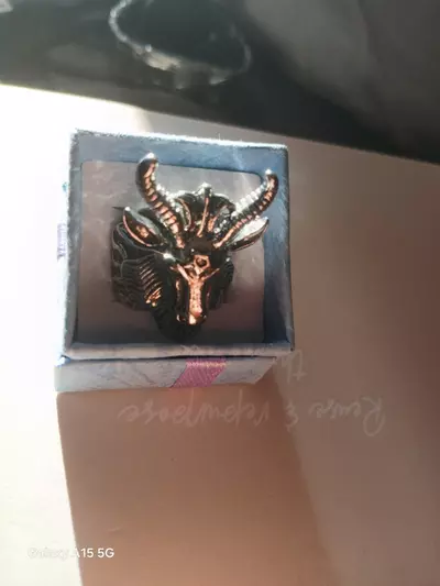 plant/Baphomet/Goat Head Ring sz 8b-0-thumbnail