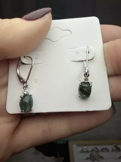 plant/moss agate earrings and bracelet (w hematite spacers)-2-thumbnail