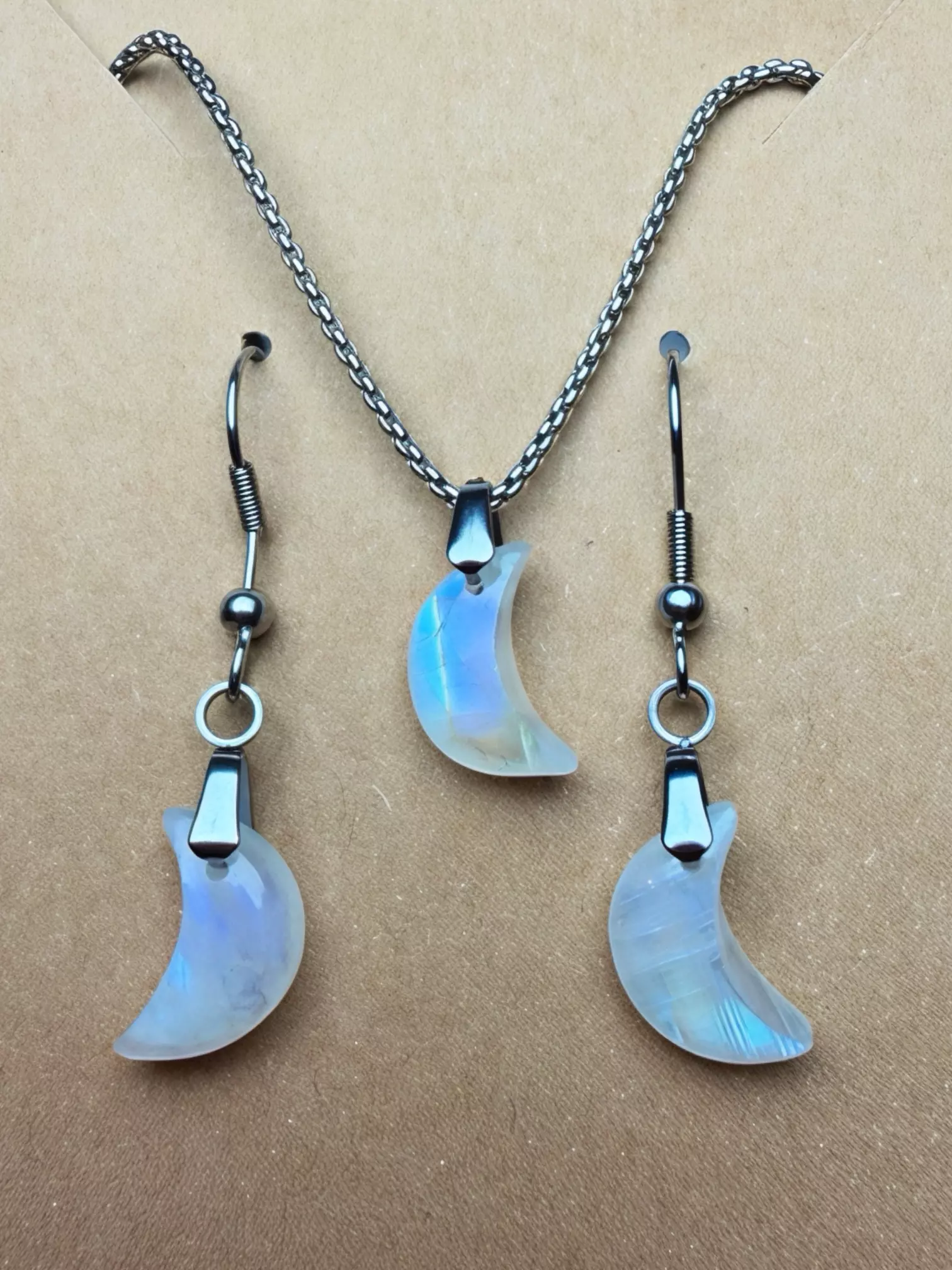 plant/moonstone necklace and earrings set-0