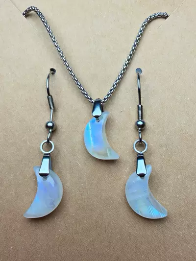 plant/moonstone necklace and earrings set-0-thumbnail