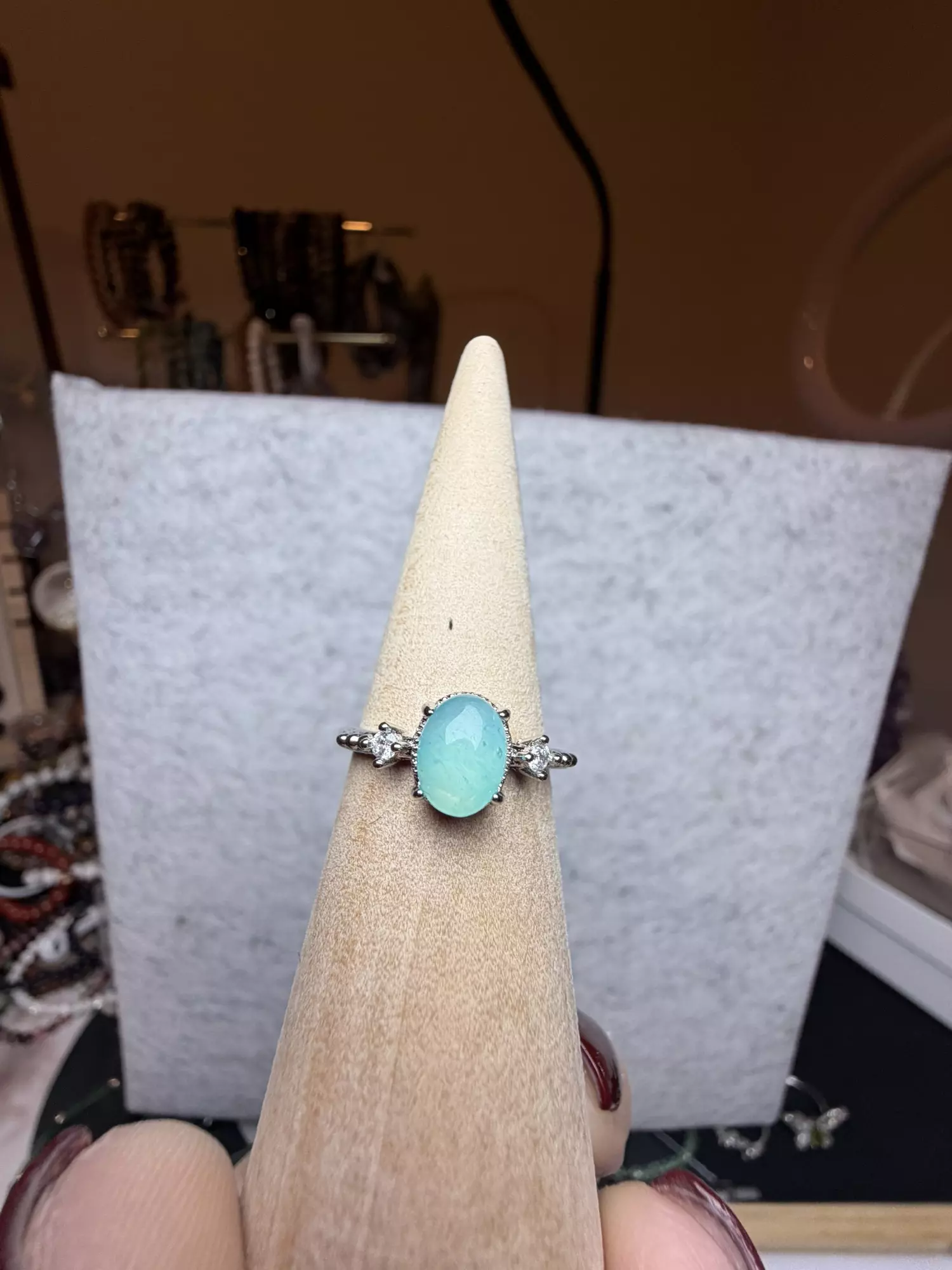 plant/amazonite adjustable ring-0