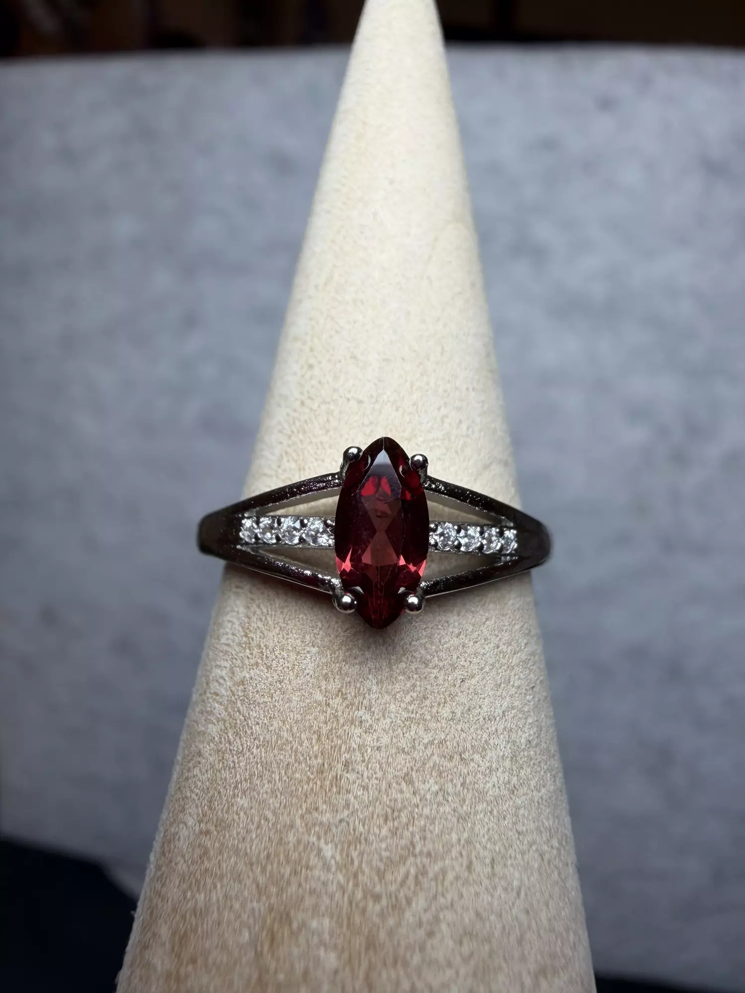 plant/garnet adjustable ring-0